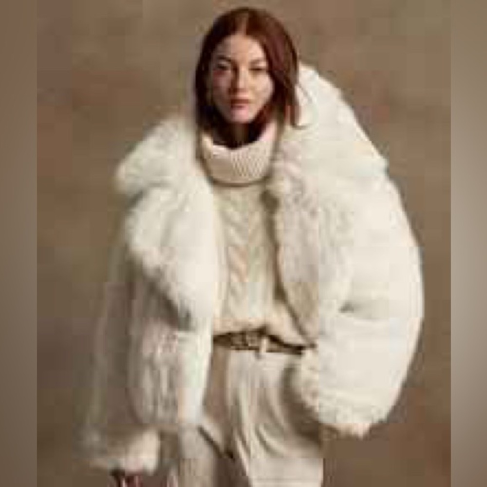 Brand new with tags. Reversible down faux fur coat. Ravishing!